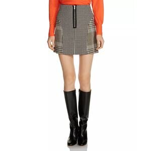 Maje Joxy Mixed Plaid Houndstooth Tartan Mini Skirt Size 36 US 4 EUC Luxury Boho